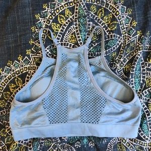 Cute Baby Blue High Neck Sports Bra